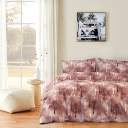 Постельное белье Iris Home Ranforce - Wood терракотовый семейный, , 2