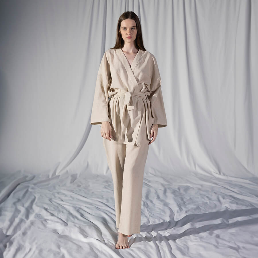 Домашняя одежда Penelope - Serli uzun kollu kimono ekru молочный S-M