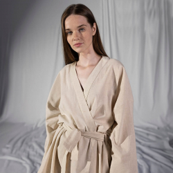 Домашняя одежда Penelope - Serli uzun kollu kimono ekru молочный S-M, , 5