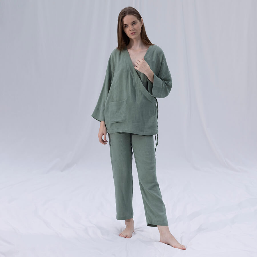 Домашняя одежда Penelope - Serli kruvaze kimono kisa cagla зеленый S-M