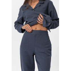 Домашние женские штаны со льна Lotus Home - Bruma синий L, , 3