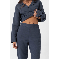 Домашние женские штаны со льна Lotus Home - Bruma синий L, , 4