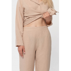 Домашние женские штаны со льна Lotus Home - Bruma бежевый S, , 3