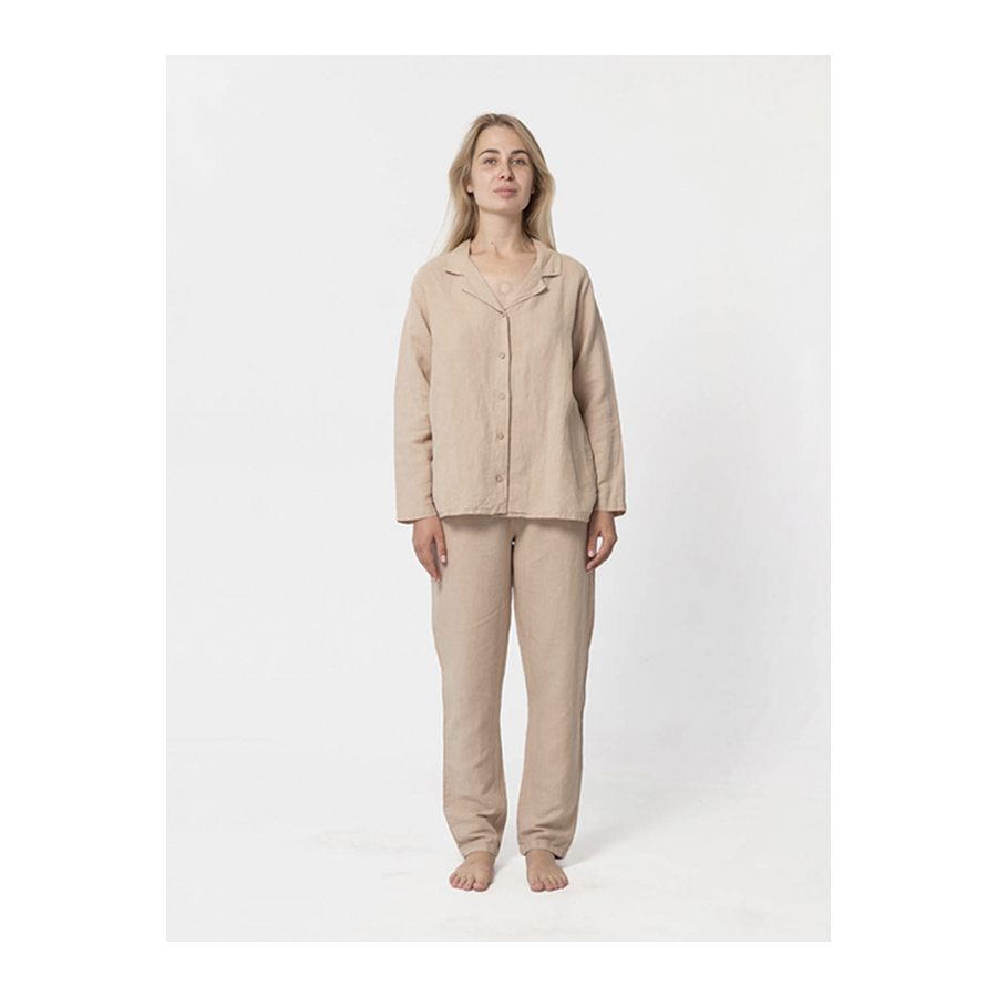 Домашние женские штаны со льна Lotus Home - Bruma бежевый M