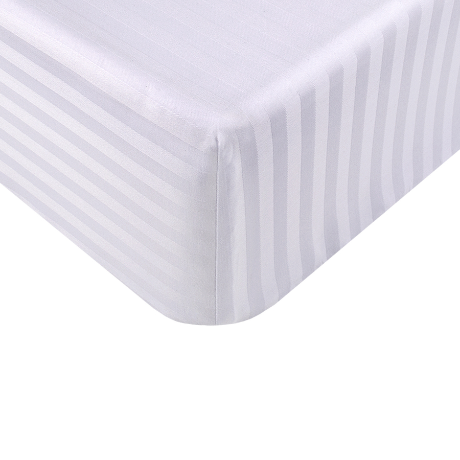 Простынь Iris Home Отель - Сатин Страйп 1*1 белый 90*200*25 на резинке