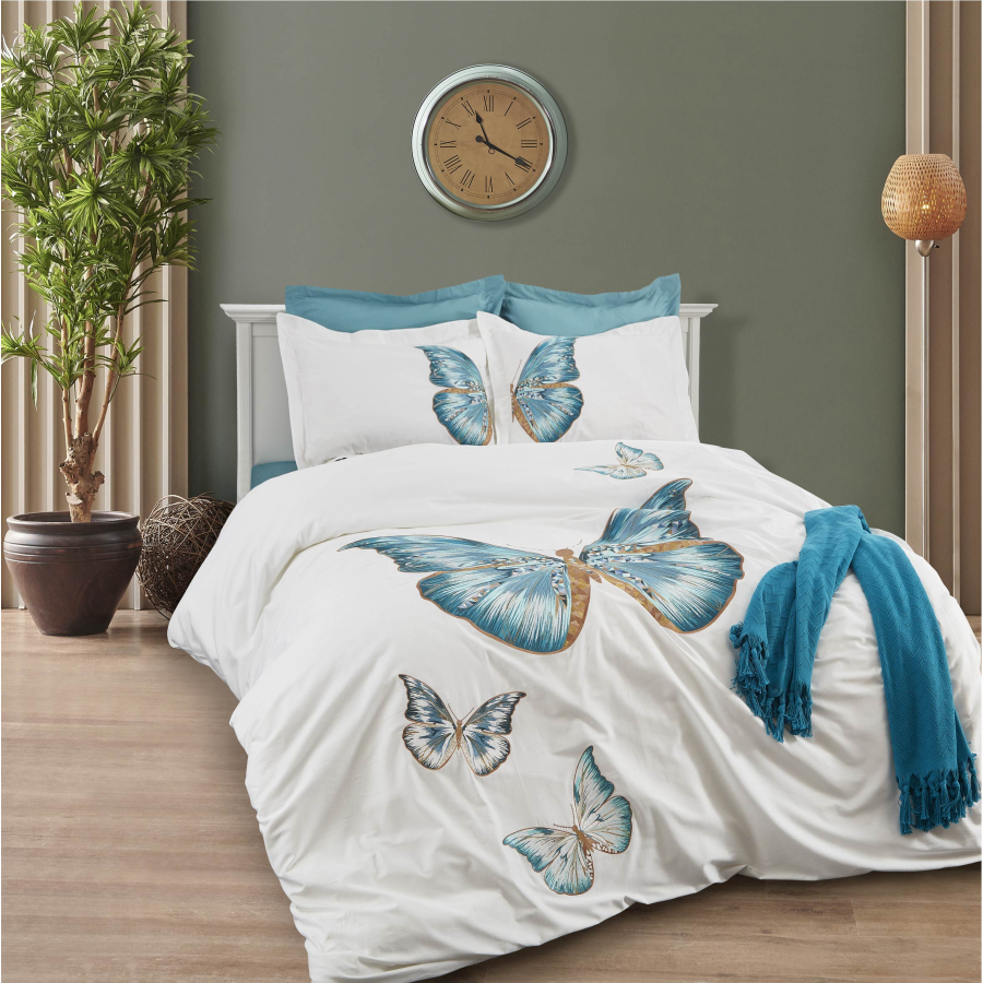 Постельное белье Dantela Vita сатин с вышивкой - Mariposa евро