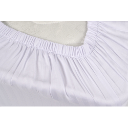 Простынь Iris Home Отель - Сатин Страйп 1*1 белый 180*200*25 на резинке, , 3