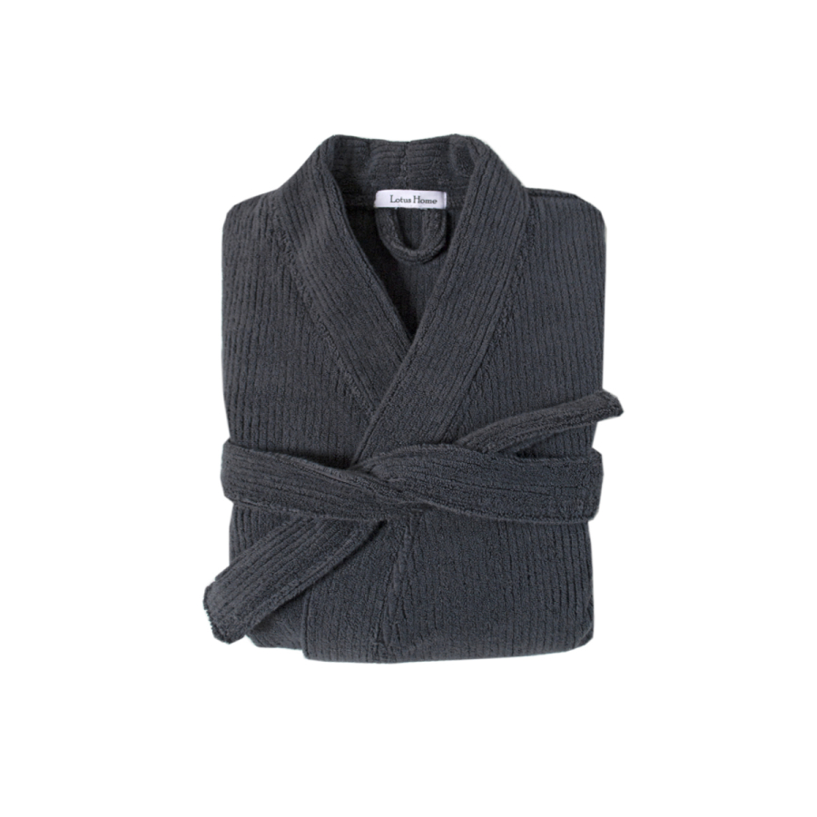 Халат-кимоно unisex Lotus Home - Bold New Microcotton antrasit махровый S/M