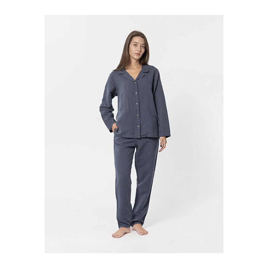 Домашние женские штаны со льна Lotus Home - Bruma синий S