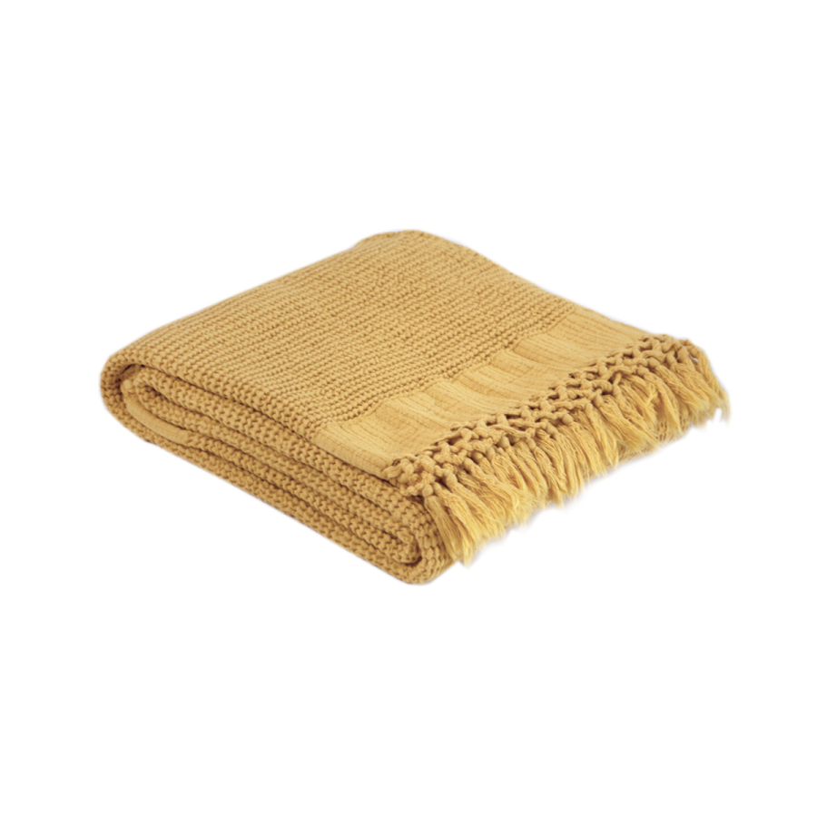 Плед Lotus Home - Rius mustard горчичный 130*170