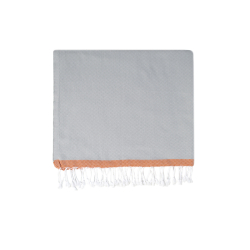 Полотенце Barine Pestemal - Basak 95*165 Light Grey-Orange серый-оранжевый, , 3