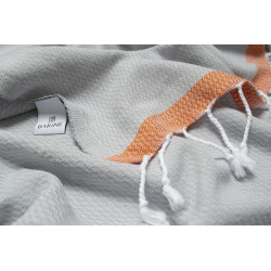 Полотенце Barine Pestemal - Basak 95*165 Light Grey-Orange серый-оранжевый, , 4
