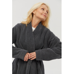 Халат-кимоно unisex Lotus Home - Bold New Microcotton antrasit махровый S/M, , 4
