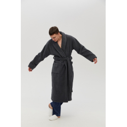 Халат unisex Lotus Home - Bold New Microcotton antrasit махровый XL, , 5