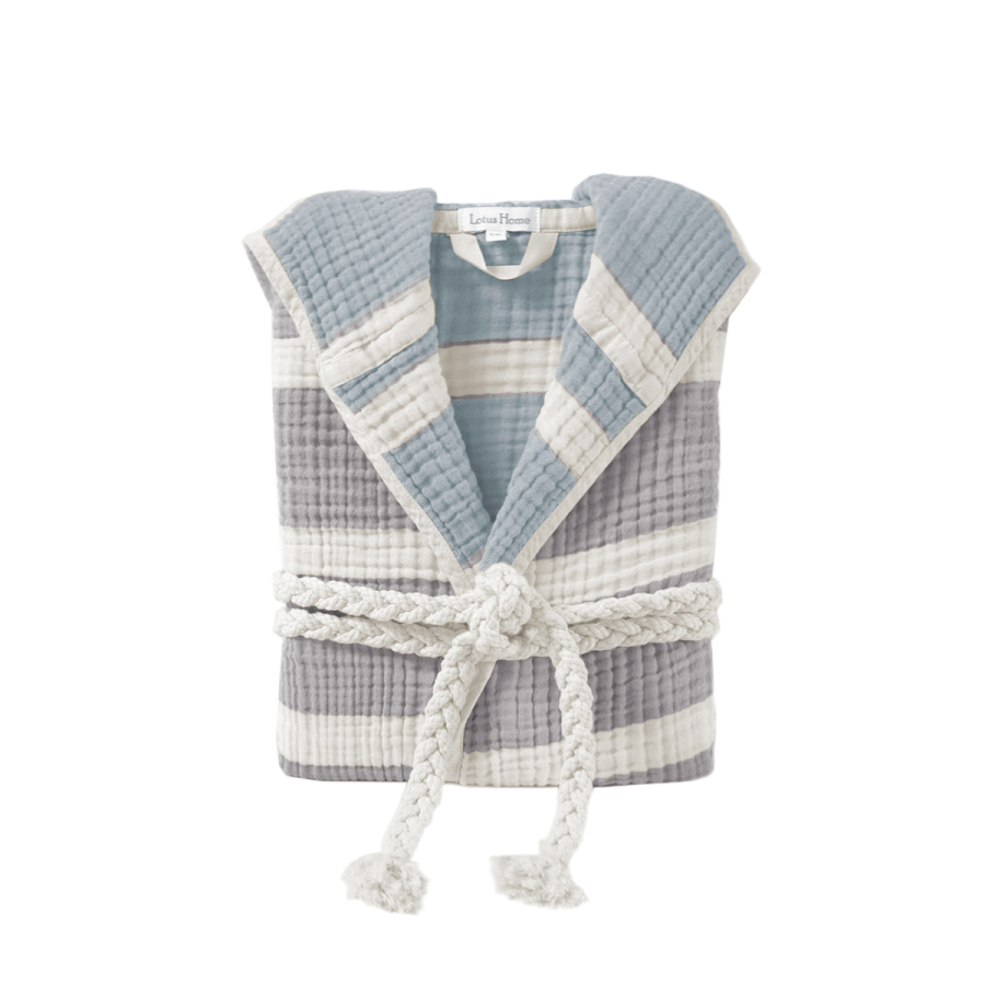 Халат Lotus Home - Milana muslin beige-lead blue L/XL