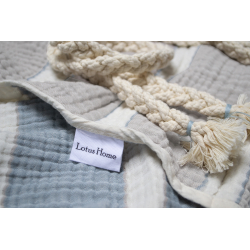 Халат Lotus Home - Milana muslin beige-lead blue L/XL, , 5