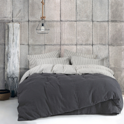 Постельное белье со льна Lotus Home - Karlin stripe linen антрацит евро, , 3