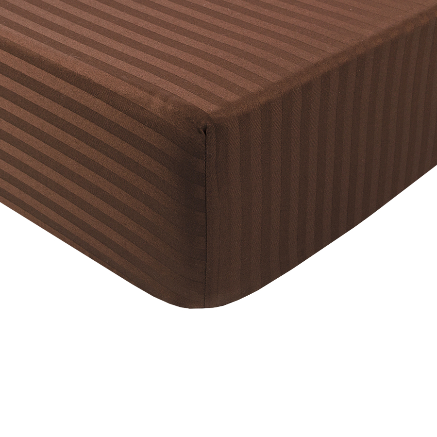 Простынь Iris Home Отель - Сатин Страйп 1*1 кофе 160*200*25 на резинке