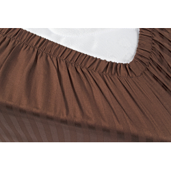 Простынь Iris Home Отель - Сатин Страйп 1*1 кофе 160*200*25 на резинке, , 3