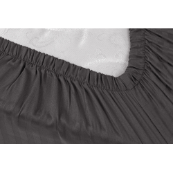 Простынь Iris Home Отель - Сатин Страйп 1*1 черный 160*200*25 на резинке, , 3