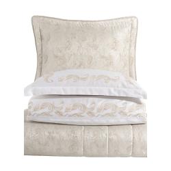 Набор постельного белья с вышивкой и жаккардовым покрывалом Dantela Vita - Angelina bej бежевый евро, , 5