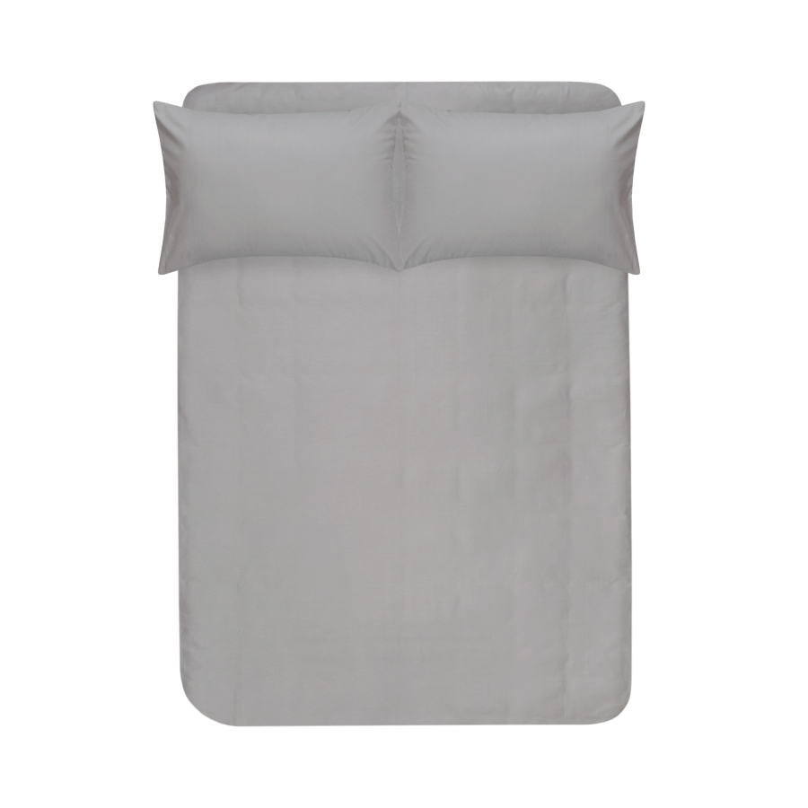 Простынь с наволочками сатин premium Lotus Home - Leona серый 240*260