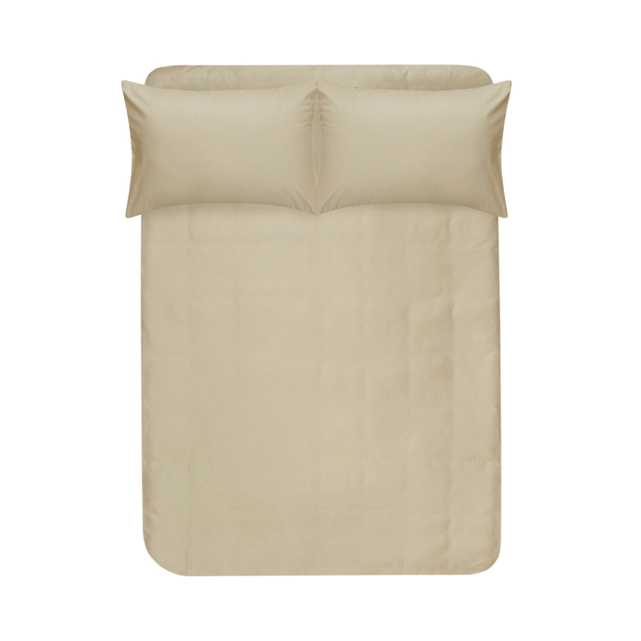 Простынь на резинке с наволочками сатин premium Lotus Home - Leona бежевый 160*200+50*70 (2)