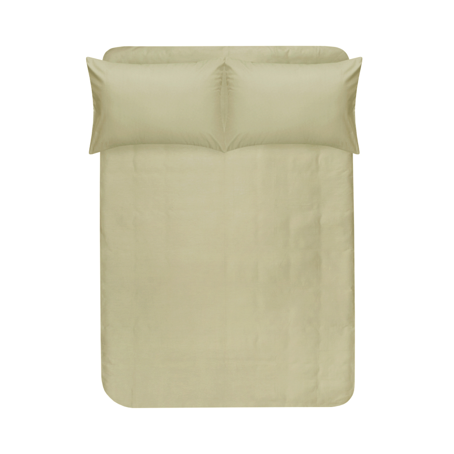 Простынь на резинке с наволочками сатин premium Lotus Home - Leona желто-фисташковый 160*200+50*70 (