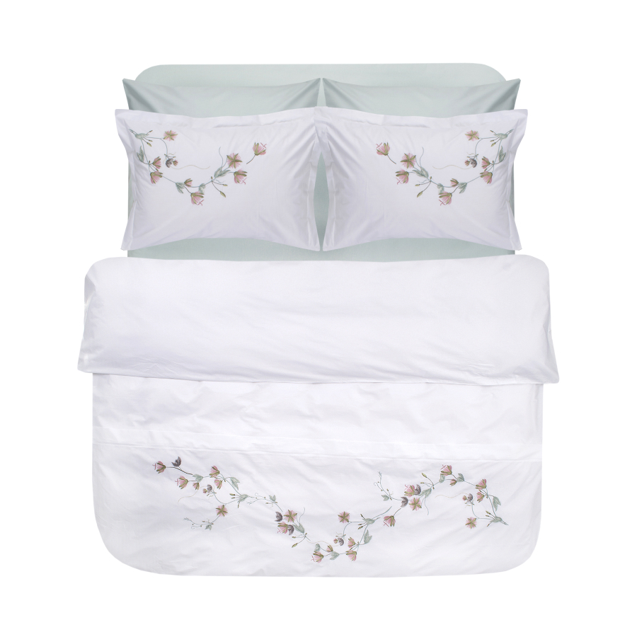 Постельное белье Dantela Vita поплин с вышивкой - Carmen beyaz белый евро