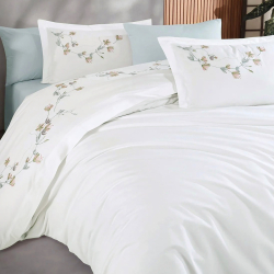 Постельное белье Dantela Vita поплин с вышивкой - Carmen beyaz белый евро, , 4