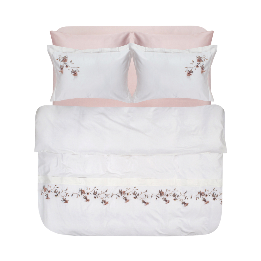 Постельное белье Dantela Vita сатин с вышивкой - Anetta 3D евро