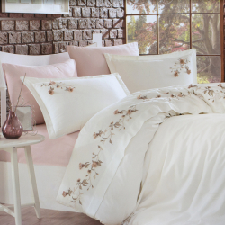 Постельное белье Dantela Vita сатин с вышивкой - Anetta 3D евро, , 3