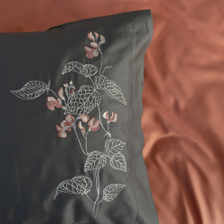 Постельное белье Dantela Vita сатин с вышивкой - Efra antrasit антрацит евро, , 7