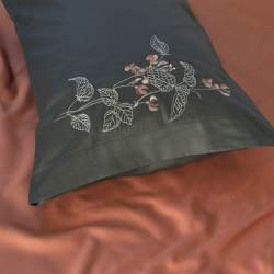 Постельное белье Dantela Vita сатин с вышивкой - Efra antrasit антрацит евро, , 10