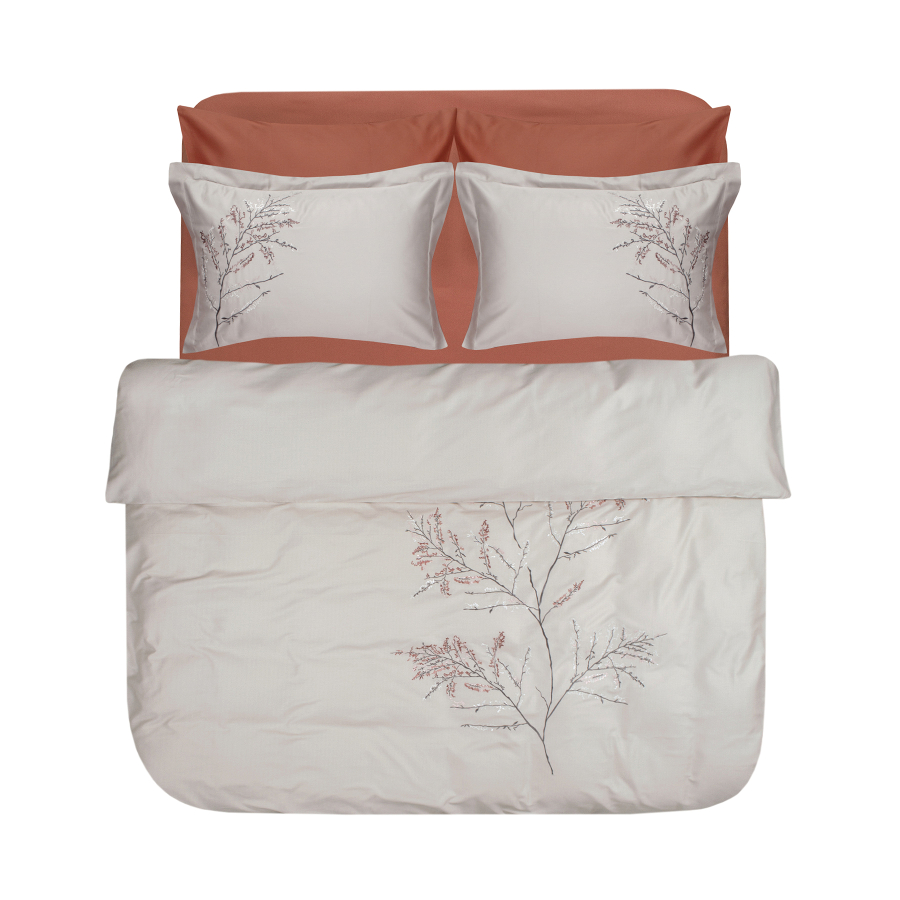 Постельное белье Dantela Vita сатин с вышивкой - Blesk bej бежевый евро