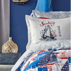 Постельное белье Karaca Home - Hutson mavi 2019-2 голубой ранфорс подростковое, , 4