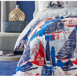 Постельное белье Karaca Home - Hutson mavi 2019-2 голубой ранфорс подростковое, , 5