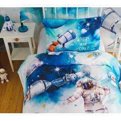 Пододеяльник с наволочкой Karaca Home - Young Space ранфорс подростковый, , 4