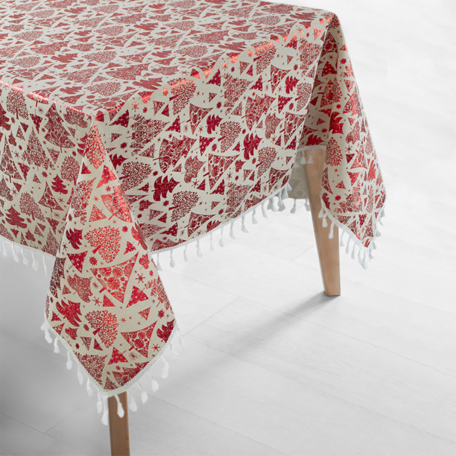 Скатерть Lotus Home - New Year красная 140*140