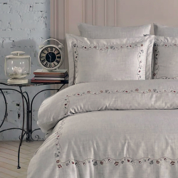 Постельное белье Dantela Vita сатин с вышивкой - Galena евро, , 4