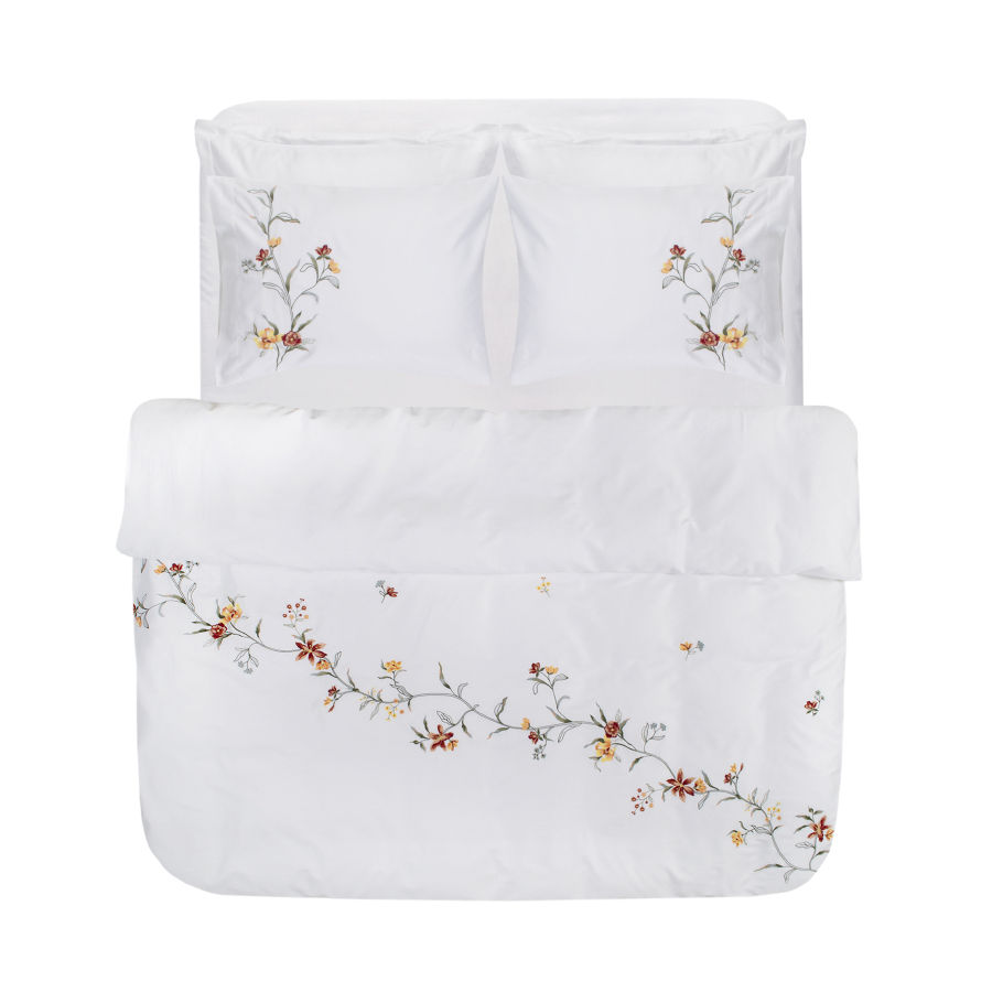 Постельное белье Dantela Vita сатин с вышивкой - Felicita beyaz белый евро