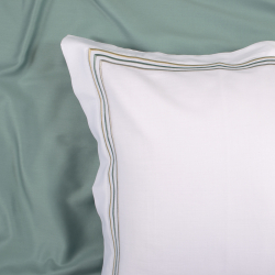 Постельное белье Dantela Vita сатин с вышивкой - Florentino beyaz-mint белый-ментоловый евро, , 5