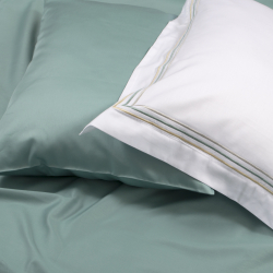 Постельное белье Dantela Vita сатин с вышивкой - Florentino beyaz-mint белый-ментоловый евро, , 7