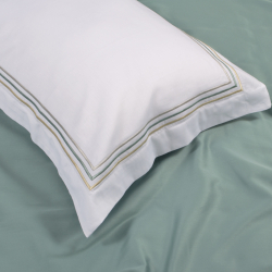 Постельное белье Dantela Vita сатин с вышивкой - Florentino beyaz-mint белый-ментоловый евро, , 8