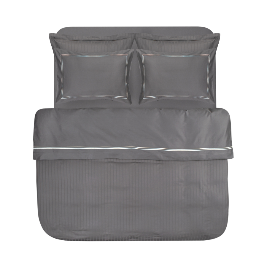 Постельное белье Dantela Vita сатин с вышивкой - Imge gri серый евро