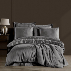 Постельное белье Dantela Vita сатин с вышивкой - Imge gri серый евро, , 3