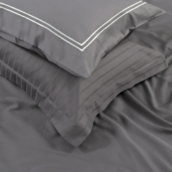 Постельное белье Dantela Vita сатин с вышивкой - Imge gri серый евро, , 7