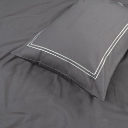 Постельное белье Dantela Vita сатин с вышивкой - Imge gri серый евро, , 8