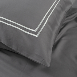 Постельное белье Dantela Vita сатин с вышивкой - Imge gri серый евро, , 9