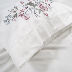 Постельное белье Dantela Vita сатин с вышивкой - Efsa krem кремовый евро, , 6